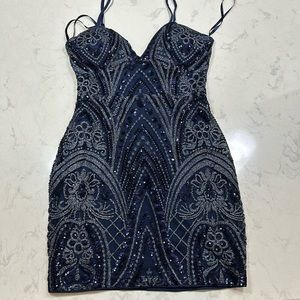 Navy blue sequined Windsor dress XS